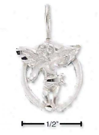 Sterling Silver Oval Dc Guardian Angel Charm