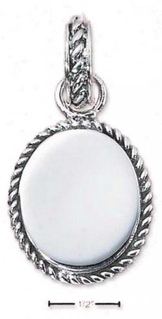 tSerling Silver Oval Engravable Roped Charm