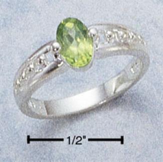 Sterling Silver Oval Genuine Peridot Ring