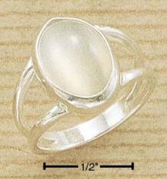 Sterlibg Silver Oval Moonstone With Split Shank Ring