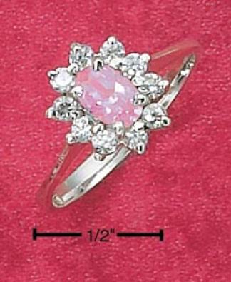 Sterling Silver Oval Pink Ice Surrounded By White Czs Tingle