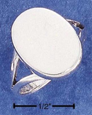 Sterling Silver Oval Signet On Split Shank Ring