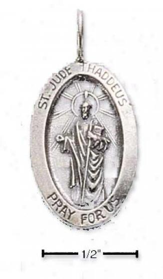 Sterling Silver Oval St. Jude Medal