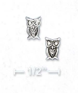 Sterling Silver Owl Posst Earrings