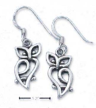 Sterling Silver Owl Silhouette French Wire Earrings