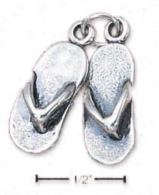 Sterling Silver Pair Of Flip-flop Sandals Charm