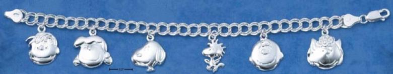 Sterling Silver Peanyts Character Charm Bracelet