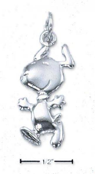 Sterling Silver Peanuts Jumping Snoopy Charm