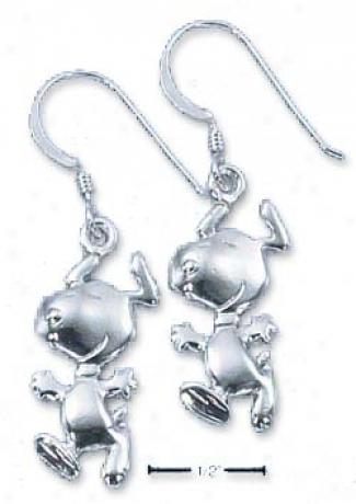 Sterling Silver Peanuts Snoopy Earrings On French Wires