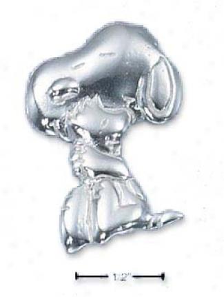 Sterling Silver Peanuts Snoopy With Woodstock Charm