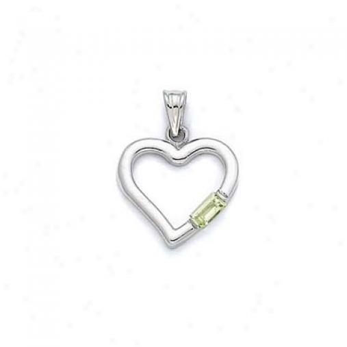 Sterling Silver Peridot Heart Pendant