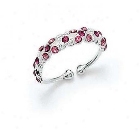 Sterling Silver Pink Cz Toe Ring