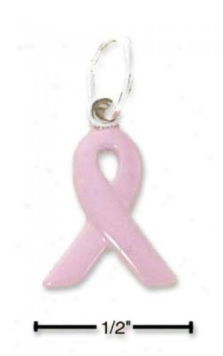 Ster1ing Silver Pink Enamel Awareness Ribbon Charm