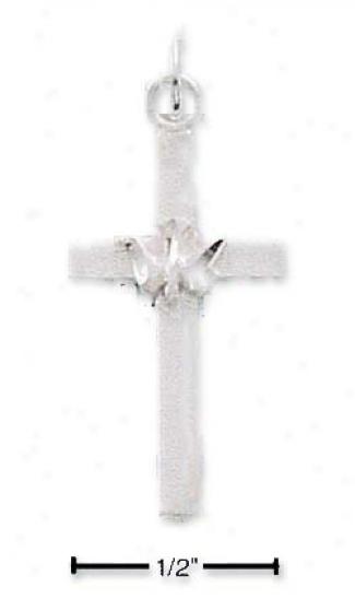 Sterling Silver Plain Lower by a semitone Cross Pendant With Dc Peace Dove