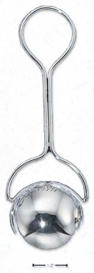 Sterling Silver Plain High Polish Ball Baby Rattle Loop End