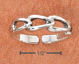 Sterling Silver Polished Four Flattened Loops Toe Ring