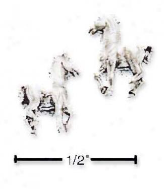Sterling Silver Prancing Horse Post Earrings