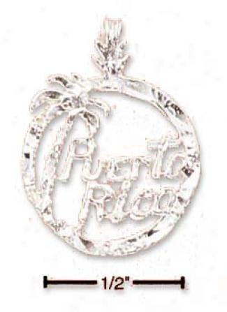 Sterling Silver Puerto Rico In Circle Charm