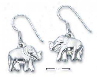 Sterling Silver Pufffed Elephant Dangle Earrings