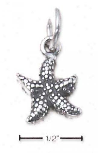 Sterling Silver Raiqed Dotted Starfish Charm