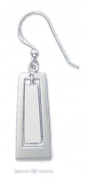 Sterling White Rectangle With Cutout French Wire Earrings