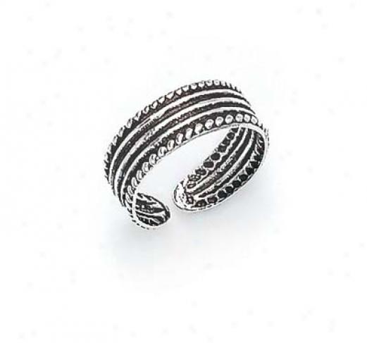 Steling Silver Rinbed Toe Ring