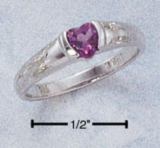 Sterling Silver Ring Heart Shaped Genuine Africa Amethyst