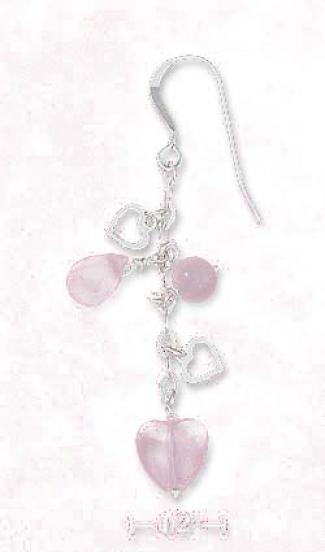 Sterling Silver Rose Quartz Open Heart Briolette Earrings