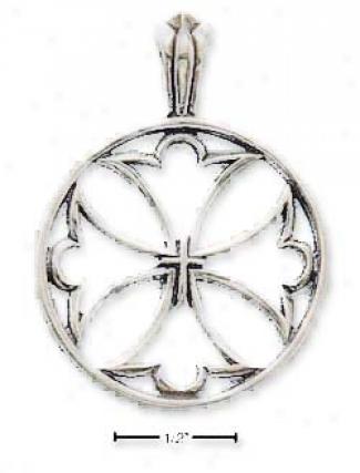 Sterling Silver Round Open Cross Charm
