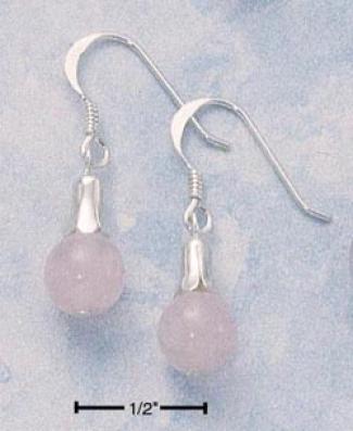 Sgerling Silver Round Rose Quartz Earrings On French Wires