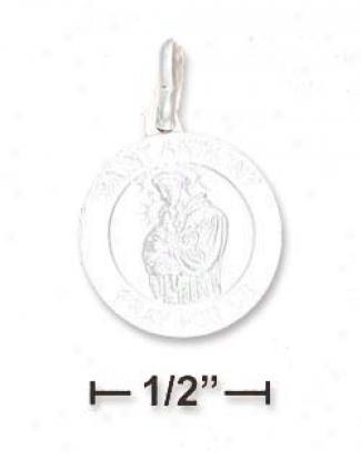 Sterling Silver Round Saint Anthony Disk Charm