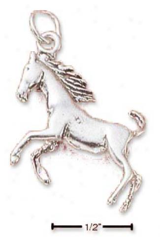 Sterling White Running Horse Charm