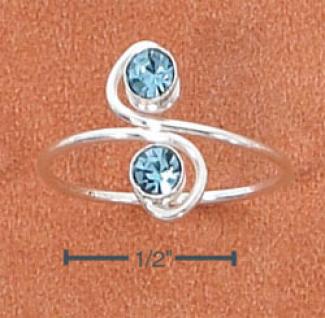 Sterling Silver S Shape With 2 Lt Blue Crystals Toe Ring