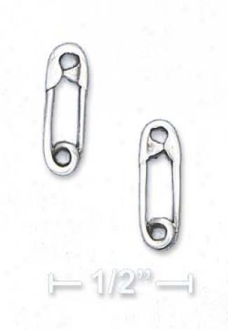 Sterling Silver Safety Pin Post Earrings