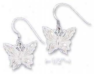 Sterling Silver Satin Dc 15x17mm Butterfly Earrings