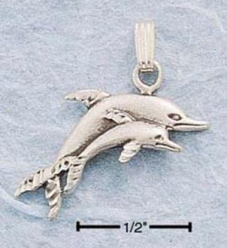 Sterling Silver Satin Dc Dolphin With Bbay Charm