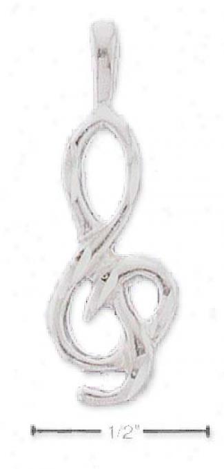 Sterling Silver Satin/dc G-cleff Charm