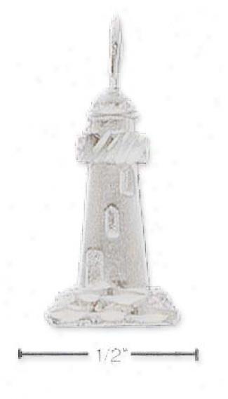 Sterling Silver Satin/dc Lighthouse Charm