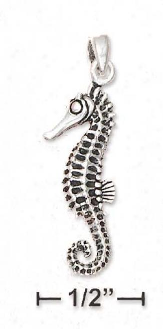 Sterling Silver Sea Horse Charm (1.25 Inch)