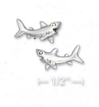 Sterling Silver Shark Post Earrings