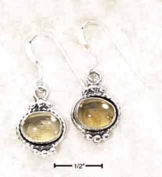 Sterling Silver Side Oval Citrine Top/bottom Beads Earrings