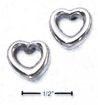 Sterling Silver Simple Open Heart Post Earrings