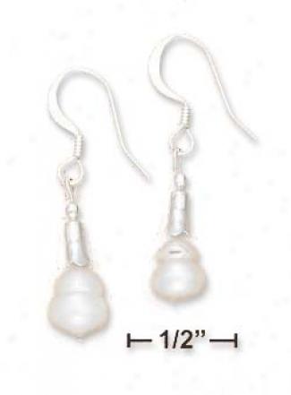 Sterling Silver Single Capped White Fw Pearl Earribgs