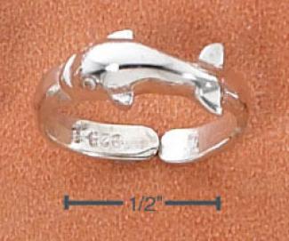 Sterling Silver Single Dolphin With Integrated Tail Toe Ring