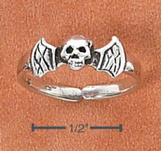 Sterling Silver Skull With Wings Toe Ring