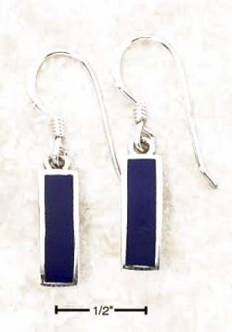 Sterling Silver Slightly Curved 1/2 Inch Lapis Bar Earrings
