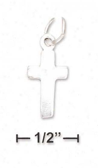 Sterling Silvver Small 5/8 Inch Plain Cross Charm