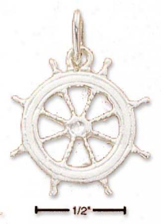 Sterling Silver Small Captains Steering Wheel Charm