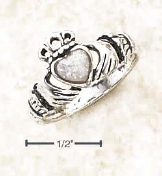Sterling Silver Small Claddaugh Ring Through  Turauoise Heart