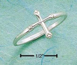 Sterling Silver Small Cross Ring With Fancy Points